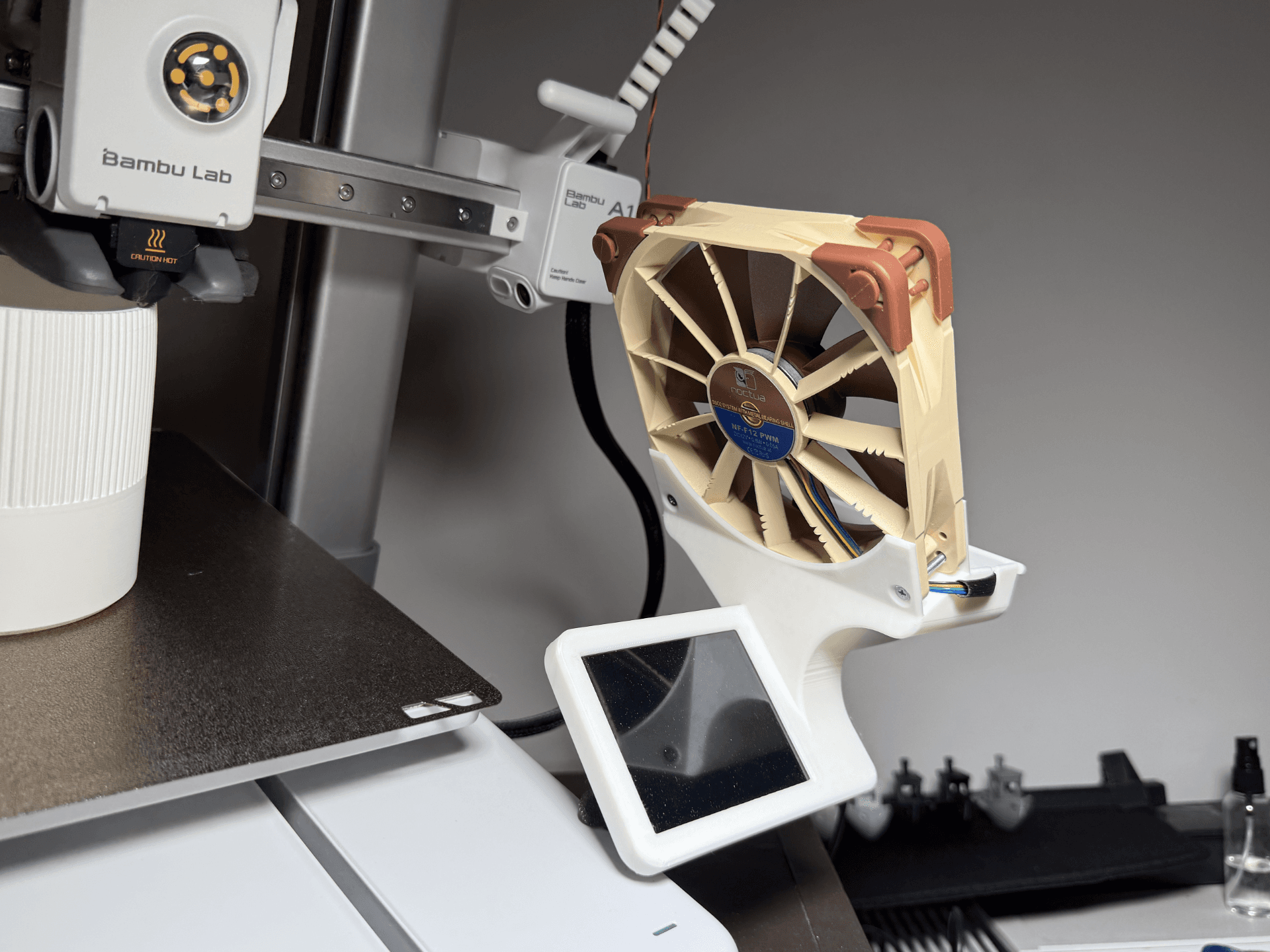 Bambu Lab A1 Fan Holder (Attached to the Screen)